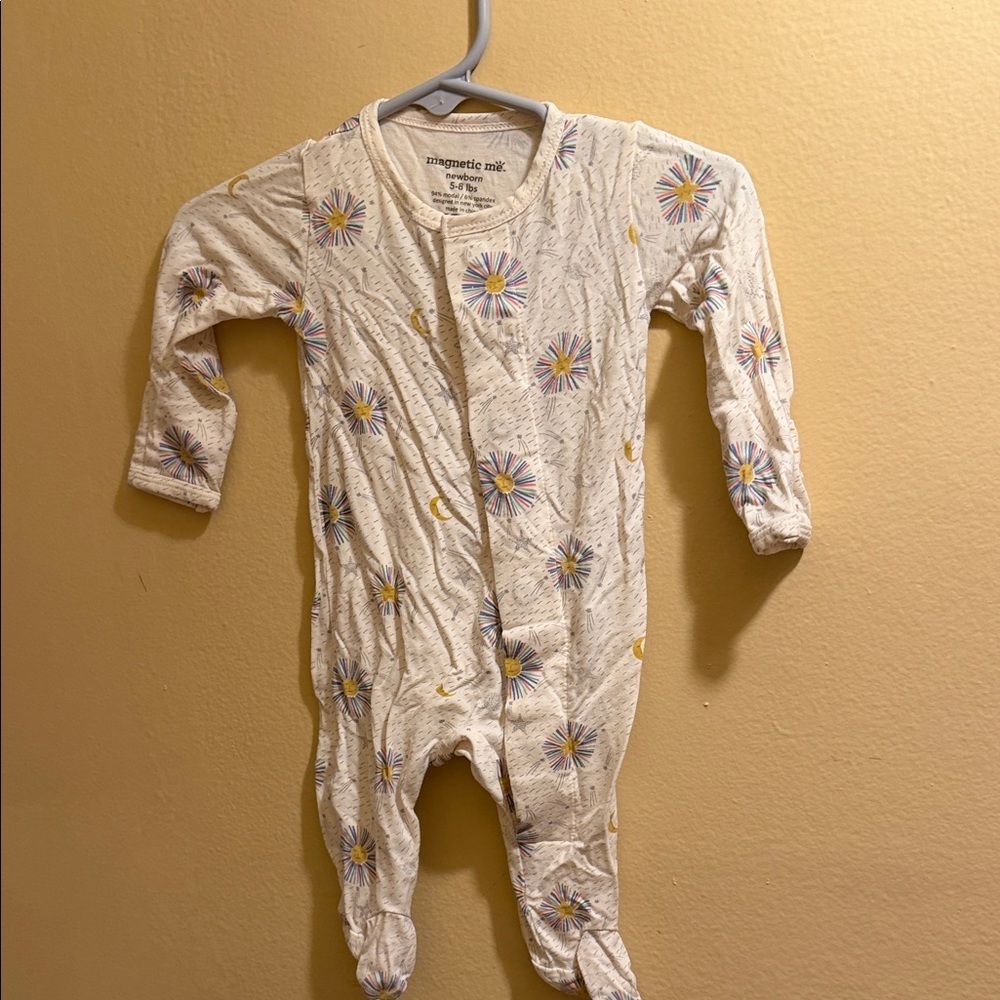 Magnetic Me Cream Footed One-Piece with Colorful Burst Print